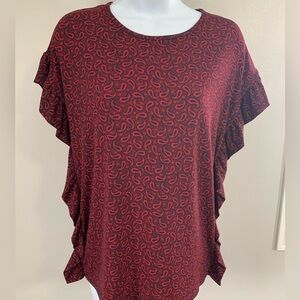 Michael- Michael Kors Red and Navy Paisley Top